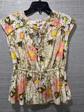 10 Crosby Derek Lam Kids Floral Tie-Front Dress in Pink, Yellow & Cream